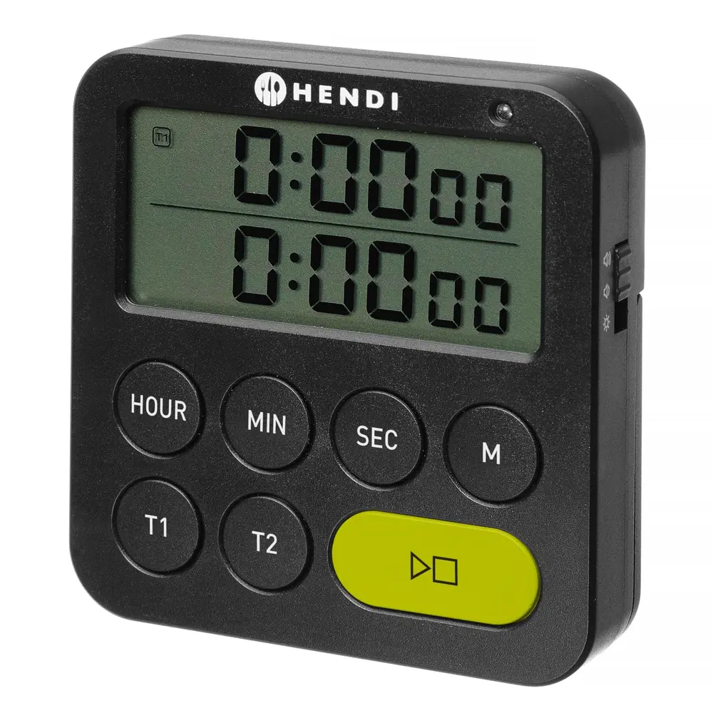 Hendi Kookwekker | Digitaal | ≤100 Min. | Dubbele Timer | Stopwatchfunctie | 3 Alarmvolumes | 82x88x20(h)mm