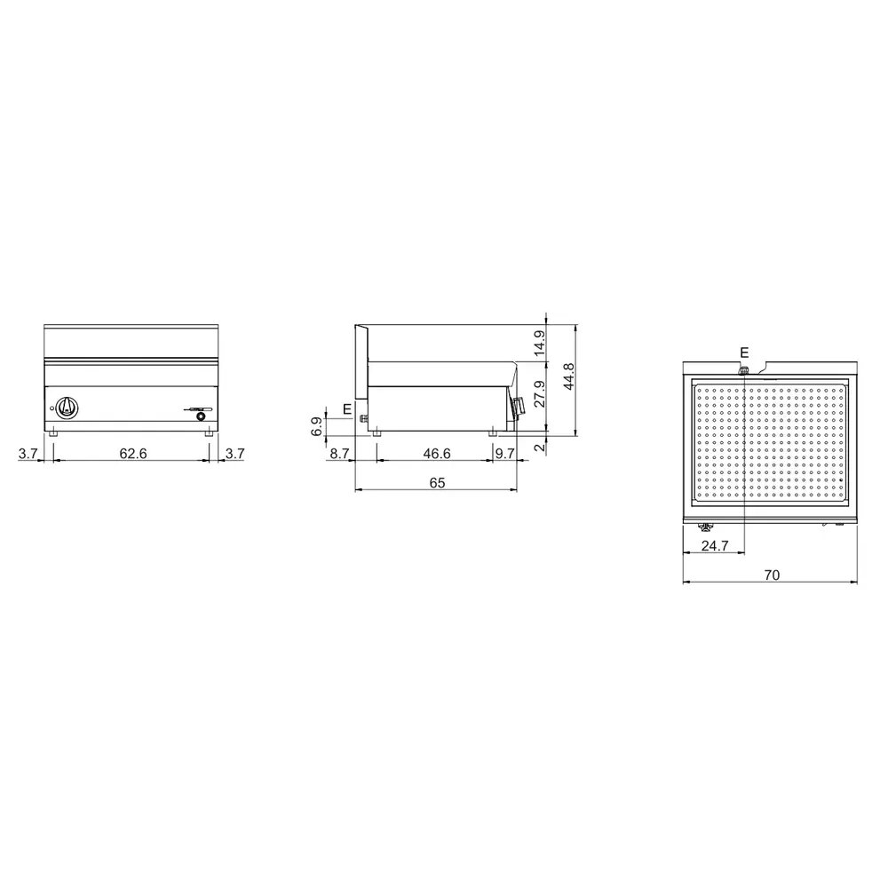Modular Bain-marie | Fun 650 | Elektrisch | 2/1 GN | 30°c/90°c | 3kw (400v) | Aftapkraan | 700x650x448(h)mm