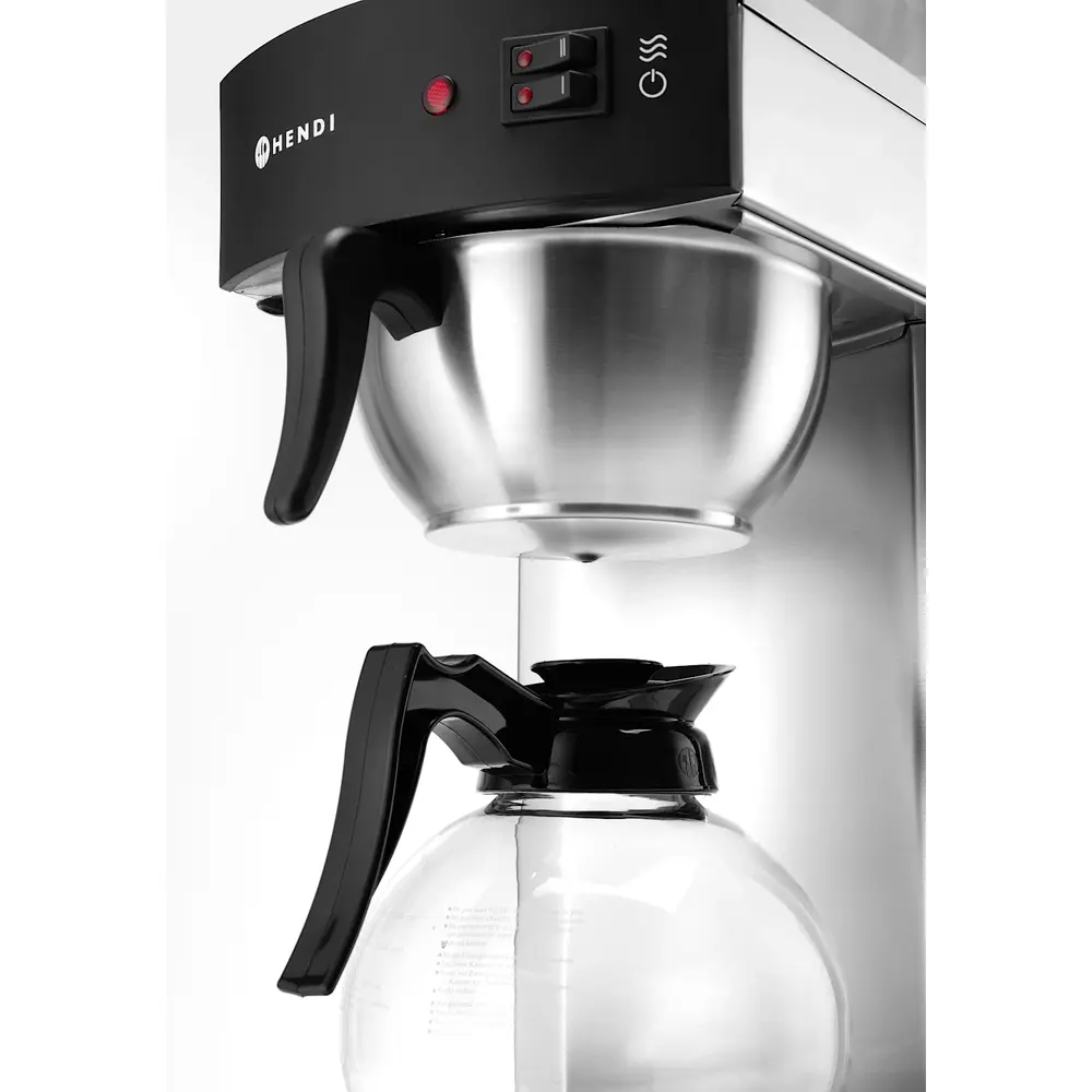 Hendi Koffiezetapparaat | Kitchenline | Rvs/zwart | Enkel | 1.8l | 2 Warmhoudplaten | 1.4kw (230v) | 220x383x465(h)mm