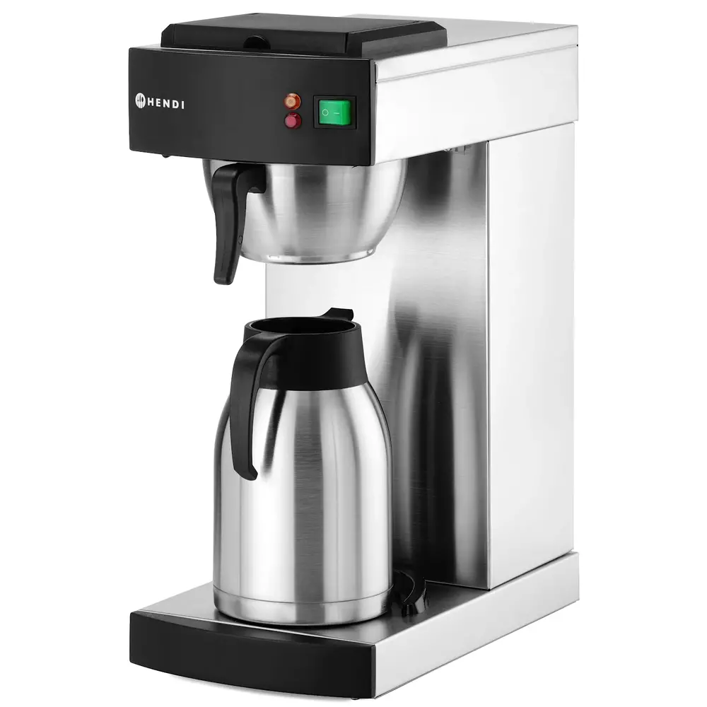 Hendi Koffiezetapparaat | Drip | Rvs/zwart | Enkel | 2L | Warmhoudplaat | 1.4kw (230v) | 215x410x520(h)mm