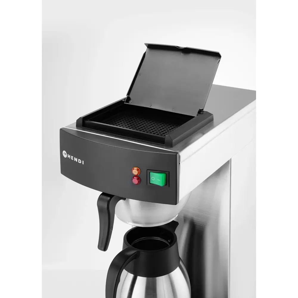 Hendi Koffiezetapparaat | Drip | Rvs/zwart | Enkel | 2L | Warmhoudplaat | 1.4kw (230v) | 215x410x520(h)mm