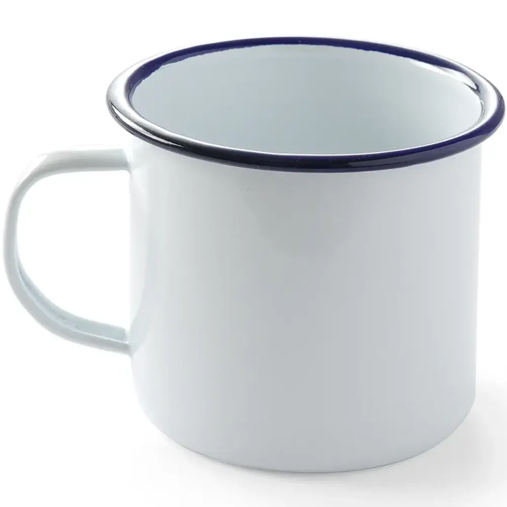 Hendi Mok | Geëmailleerd Staal | Wit/blauw | 52cl | Per Stuk | ø100x90(h)mm