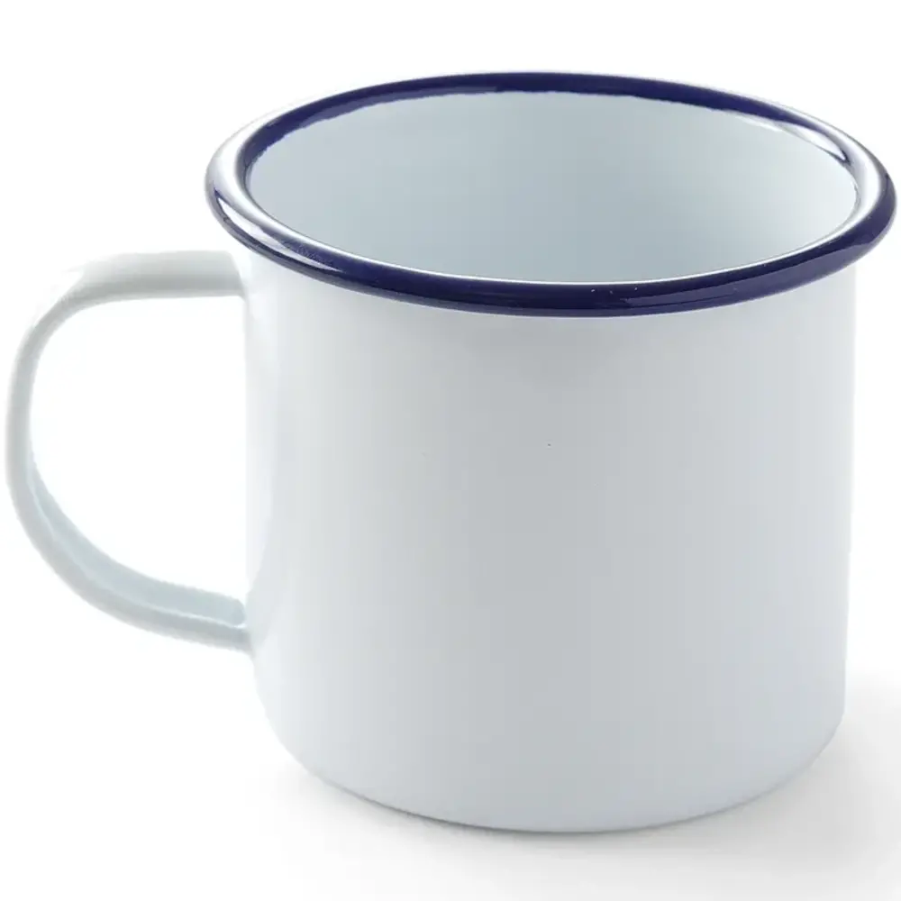 Hendi Mok | Geëmailleerd Staal | Wit/blauw | 52cl | Per Stuk | ø100x90(h)mm