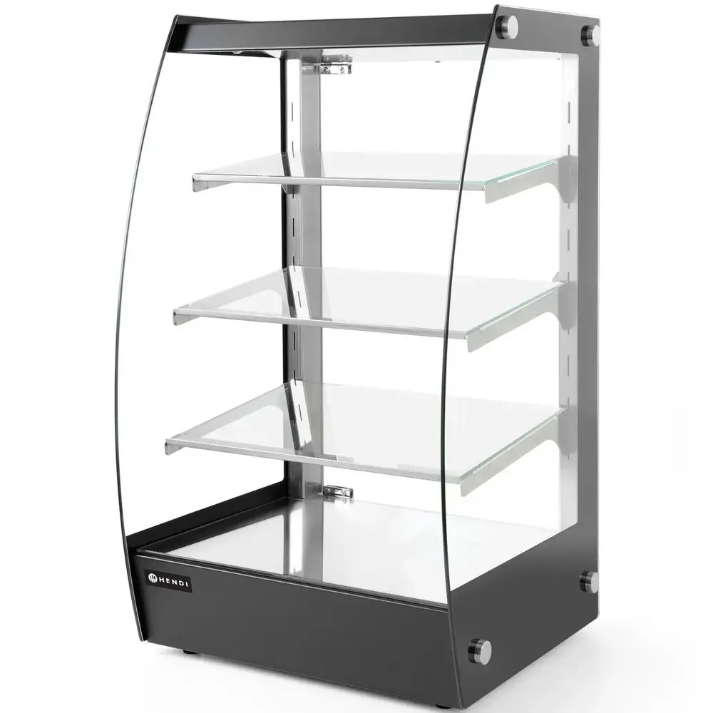 Hendi Neutrale Vitrine | 75l | Rvs/zwart | 4 Niveaus | Zelfbediening | 415x390x716(h)mm