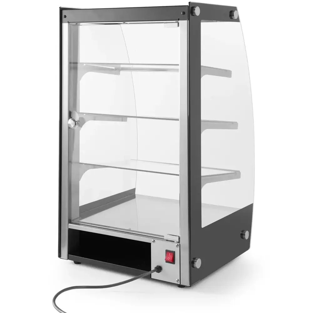 Hendi Neutrale Vitrine | 75l | Rvs/zwart | 4 Niveaus | Zelfbediening | 415x390x716(h)mm