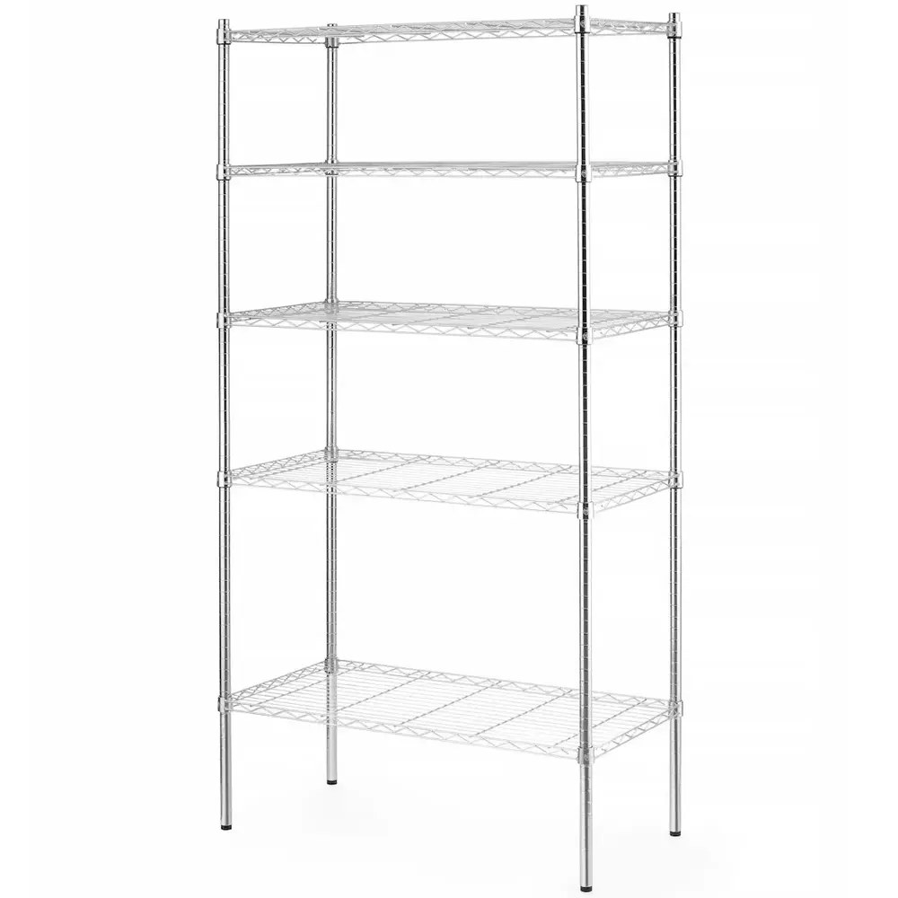 Hendi Opbergrek | Staal | Verchroomd | 5 Schappen (verstelbaar) | Verstelbare Voeten | 910x455x1830(h)mm