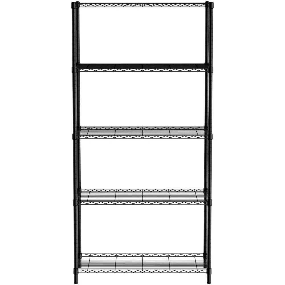 Hendi Opbergrek | Staal | Zwart | 5 Schappen (verstelbaar) | Verstelbare Voeten | 910x455x1830(h)mm
