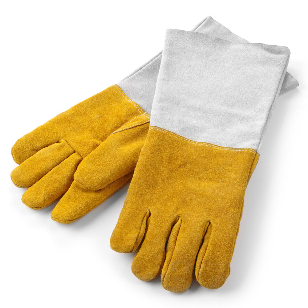Hendi Ovenhandschoenen | Lang Model | Leer | ≤ 250°c | Ce-keurmerk (2016/425/eu) | 2 Stuks