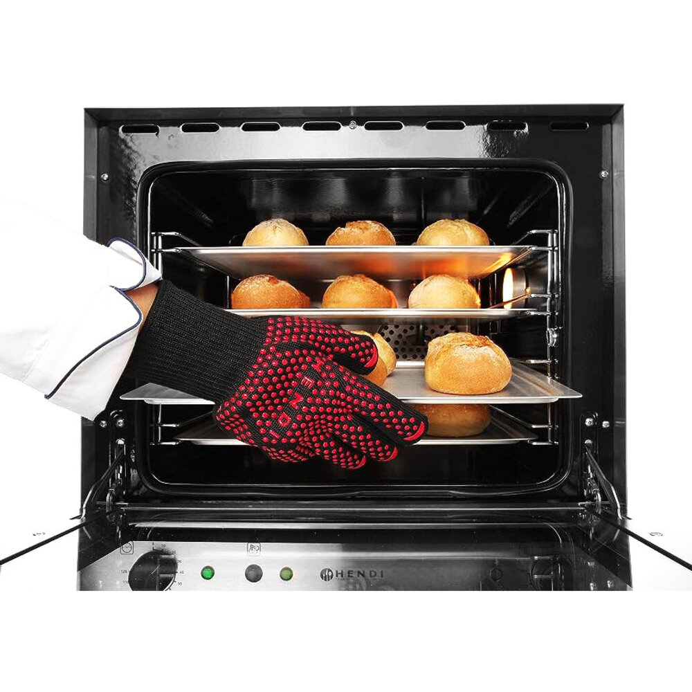 Hendi Ovenhandschoenen | Zwart | ≤ 250°c | Ce-keurmerk (2016/425/eu) | 2 Stuks
