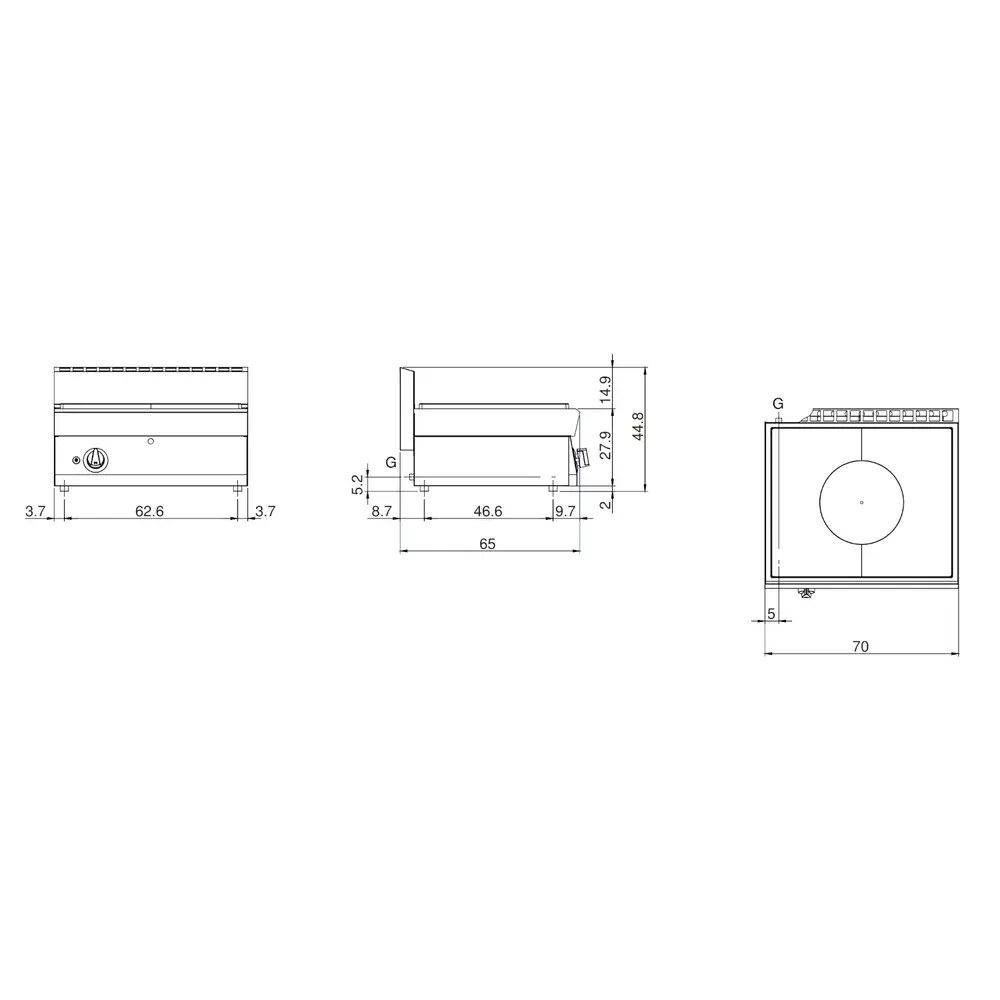 Modular Doorkookplaat | Fun 650 | Gas | 8.2kw | Piëzo Ontsteking | 700x650x448(h)mm