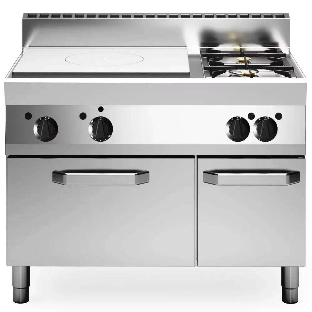 Modular Fornuis/doorkookplaat + Oven | Fun 650 | Gas | 2 Branders (3.6+5kw) + Plaat (8.2kw) + Oven (5kw) | Piëzo Ontsteking | Neutraal Vak | 1100x650x847/996(h)mm