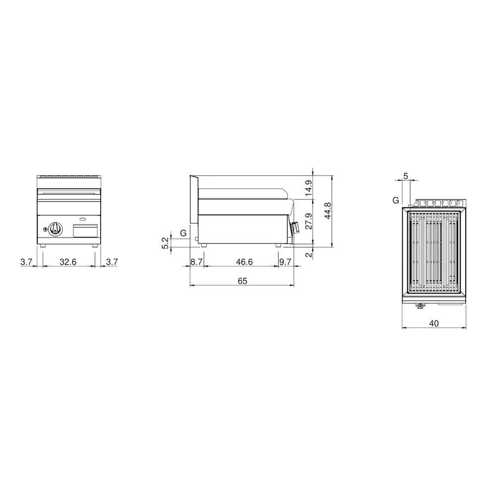 Modular Lavasteengrill | Fun 650 | Gas | Oppervlak 320x500 (gietijzer) | 5.5kw | Piëzo Ontsteking | 400x650x448(h)mm