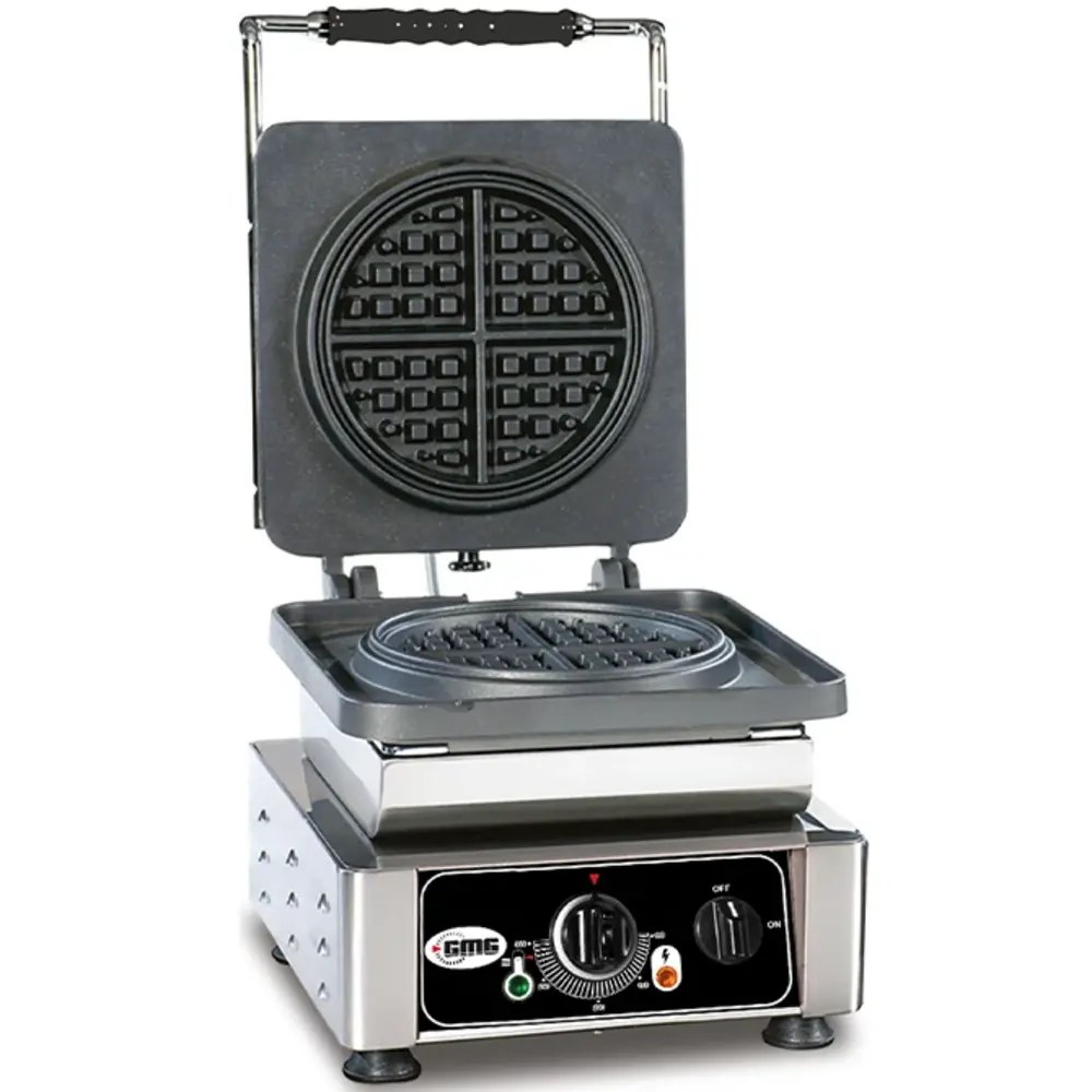 Gmg Wafelijzer | American | Enkel | Ronde Wafels (ø160mm) | 50°c/300°c | 2.2kw (230v) | Verwisselbare Wafelvorm | 300x440x320(h)mm