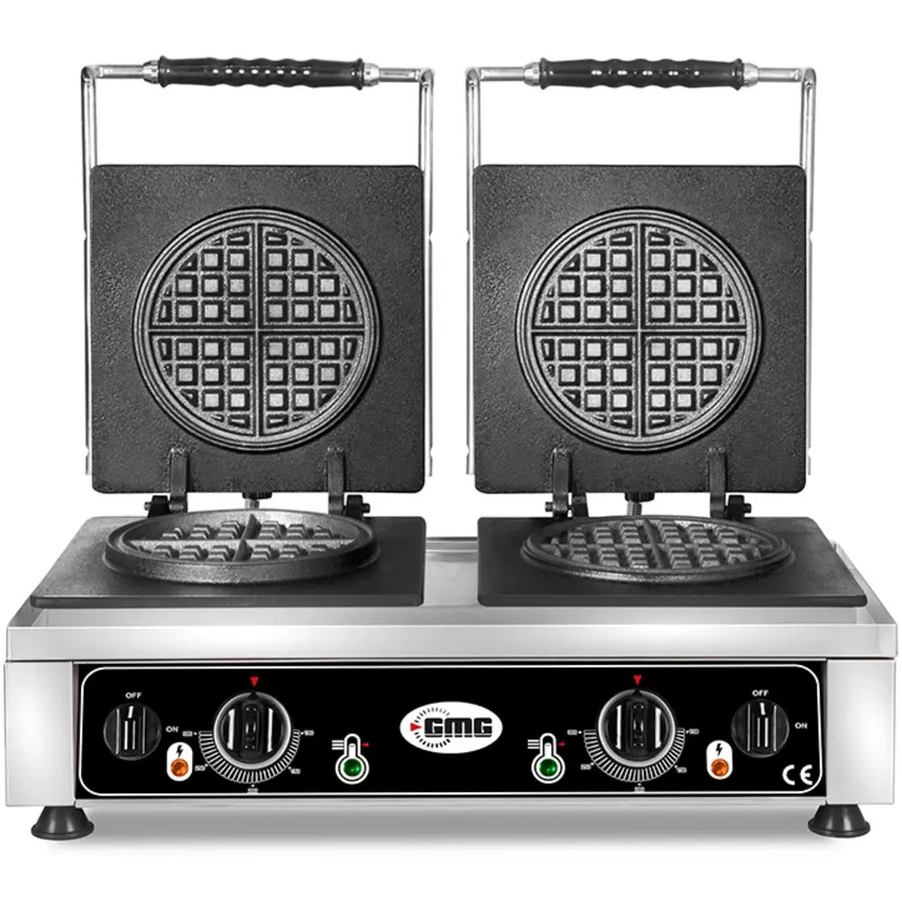 Gmg Wafelijzer | American | Dubbel | Ronde Wafels (ø160mm) | 50°c/300°c | 4.4kw (2x 230v) | 600x440x320(h)mm