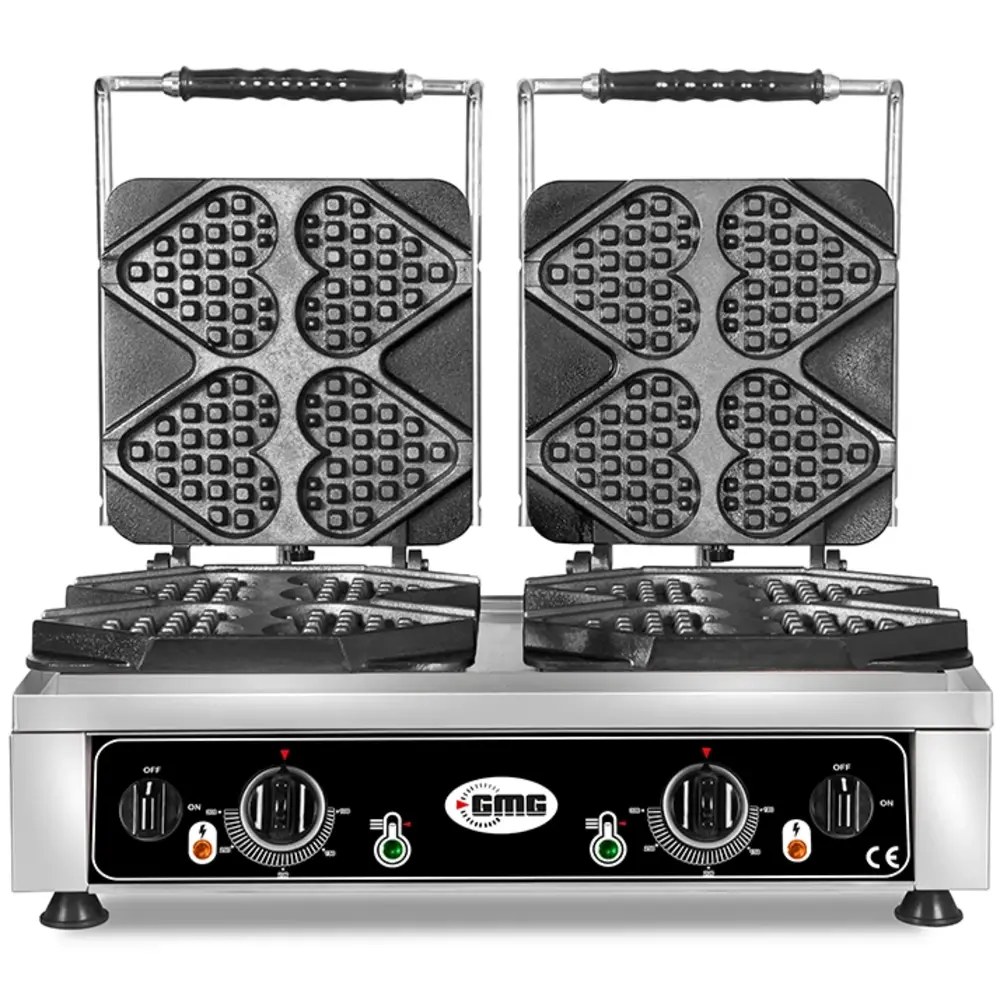 Gmg Wafelijzer | Tiamo | Dubbel | Hartvormige Wafels (132x125x24mm) | 50°c/300°c | 4.4kw (2x 230v) | 700x440x320(h)mm