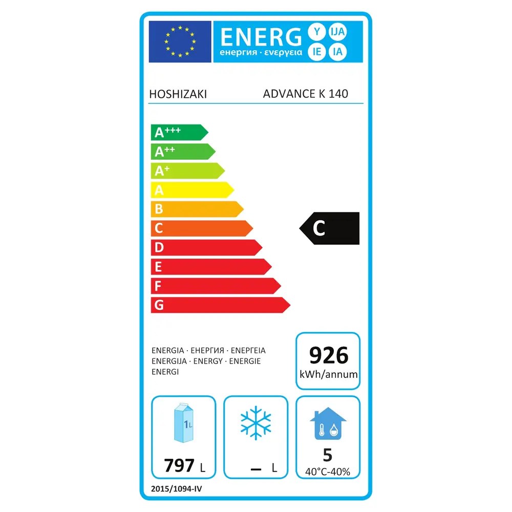 Hoshizaki Koelkast | Advance | 1200l (2/1 Gn) | Rvs | 0°c/+10°c | Geforceerd | 1344x830x1980/2030(h)mm