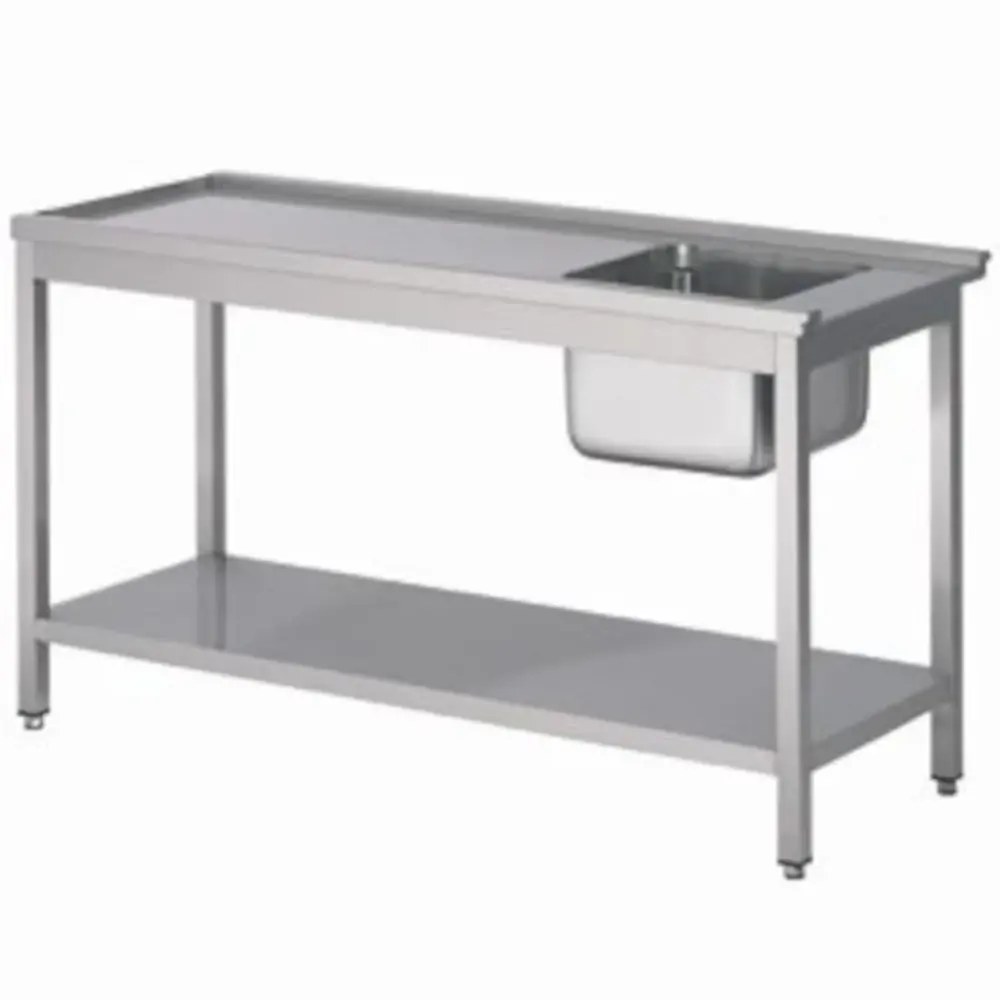 Combisteel Aanvoertafel (links) | Rvs | 1 Spoelbak (rechts) | Bodemschap | 1500x750x900(h)mm