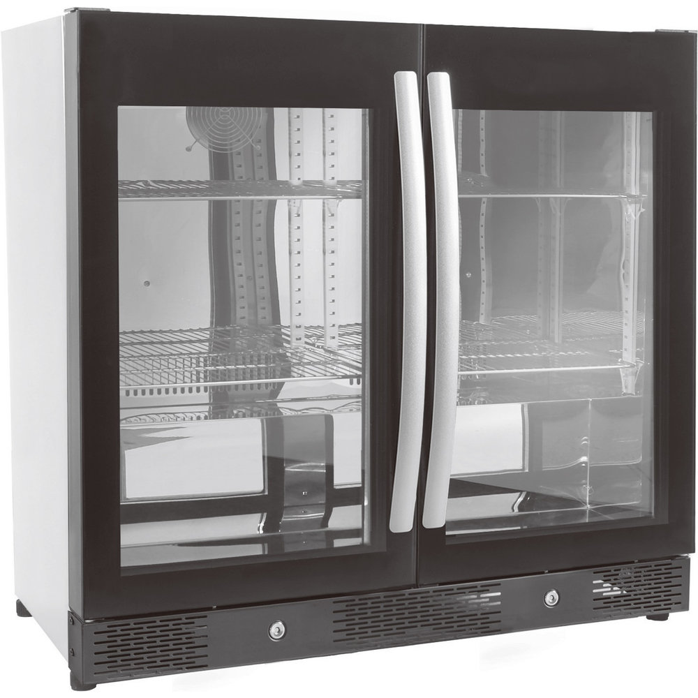 Combisteel Barkoeler Zwart 198l | 2 Volledige Glasdeuren | 230v | Geforceerd | 900x500x840(h)mm