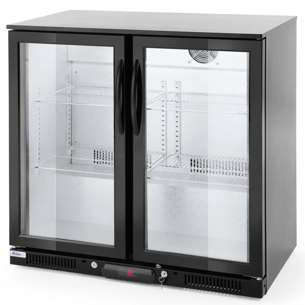 Arktic by Hendi Barkoelkast | 200l | Zwart | +2°c/+10°c | Geforceerd | 0.16kw | Klapdeuren | 900x500x900(h)mm