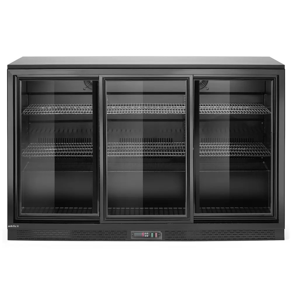 Arktic by Hendi Barkoelkast | 323l | Zwart | 0°c/+10°c | Statisch + Ventilator | Schuifdeuren | 1350x520x865(h)mm