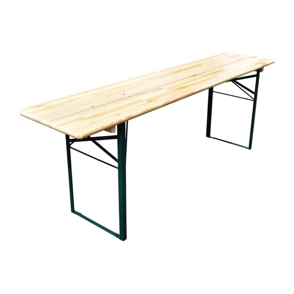 Gastronoble Biertafel | Hout/staal | Vurenhout Blad | Groen Frame | In-/outdoor | 500x2200x780(h)mm