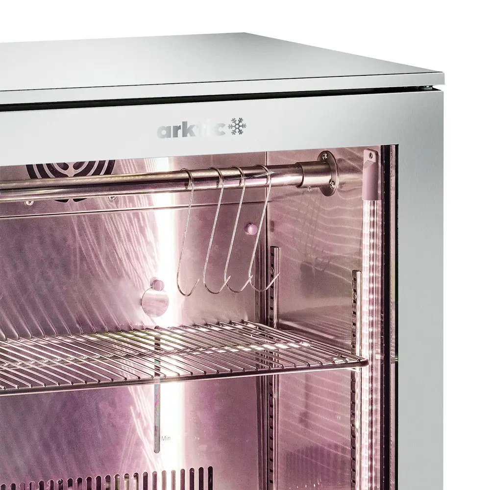 Arktic by Hendi Dry Aging Kast | 138l | Rvs | +2°c/+10°c | Geforceerd | Vochtigheid Instelbaar | Vochtigheid-/deuralarm | 600x545x900(h)mm