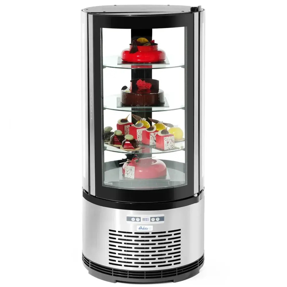 Arktic by Hendi Gebaksvitrine | 100l | Rvs/zwart | 0°c/+6°c | Geforceerd | 4 Niveaus | ø480x1030(h)mm