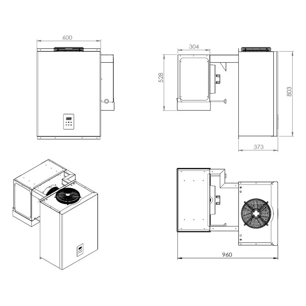 Combisteel Hang-wandunit | 13.1-18m³ | -12°c/-20°c | 400v (2.25kw) | 600x960x803(h)mm