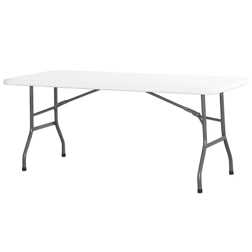 Hendi Inklapbare Buffettafel | Catering | Kunststof/metaal | Wit Blad | Grijs Frame | In-/outdoor | 1800x740x740(h)mm