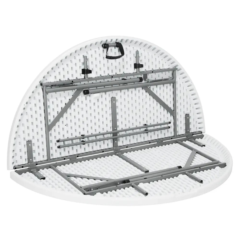 Hendi Inklapbare Buffettafel | Catering | Kunststof/metaal | Wit Blad | Grijs Frame | In-/outdoor | ø1500x740(h)mm