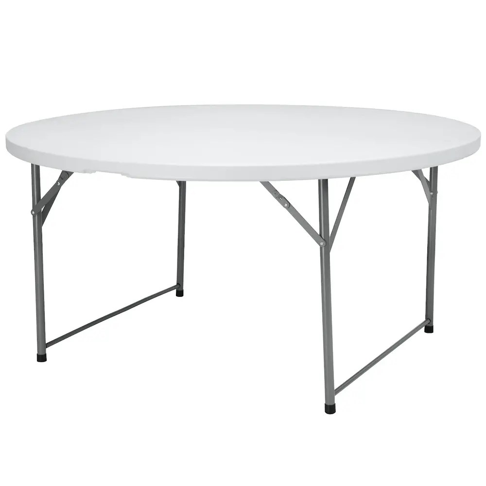 Hendi Inklapbare Buffettafel | Catering | Kunststof/metaal | Wit Blad | Grijs Frame | In-/outdoor | ø1500x740(h)mm