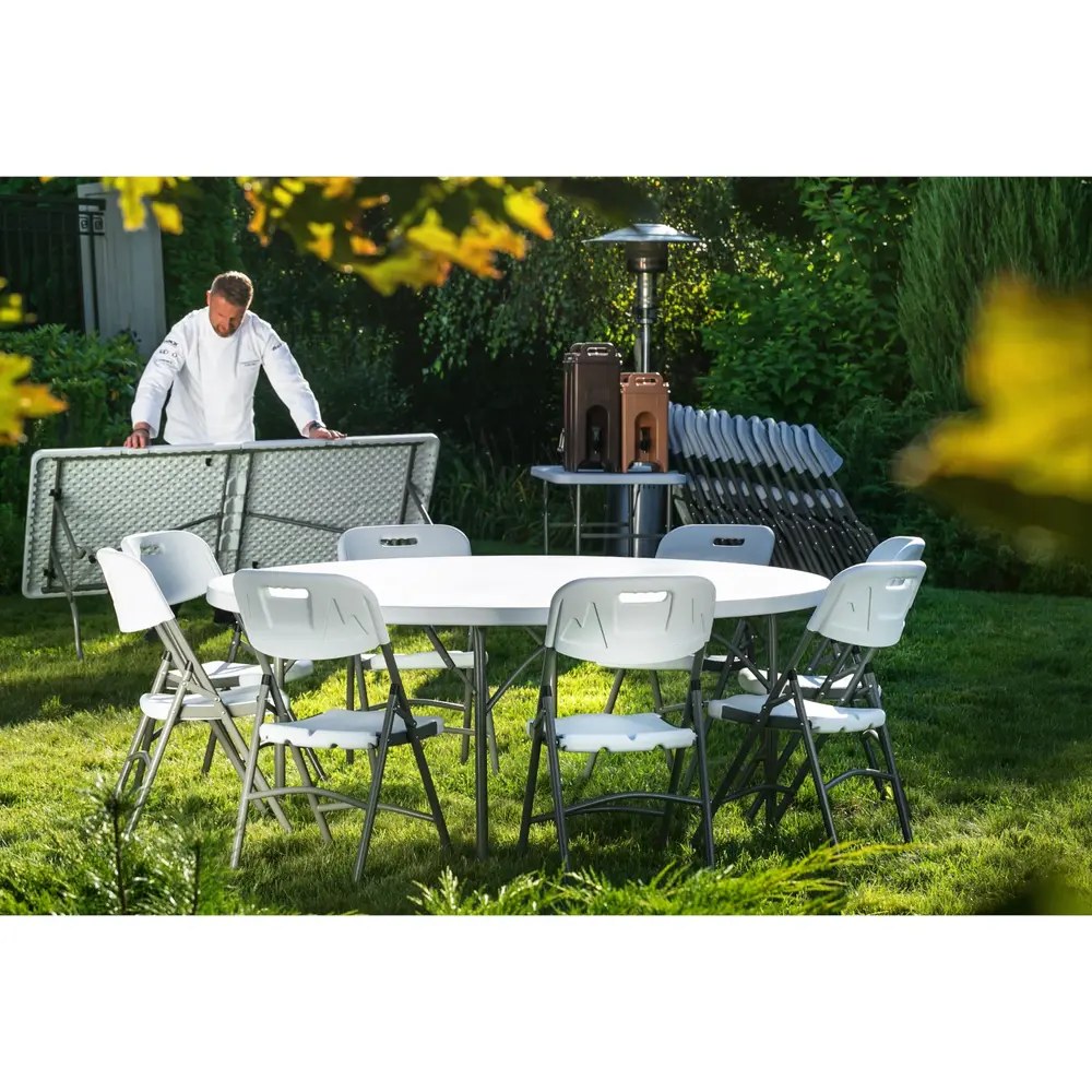 Hendi Inklapbare Buffettafel | Catering | Kunststof/metaal | Wit Blad | Grijs Frame | In-/outdoor | 1520x700x740(h)mm