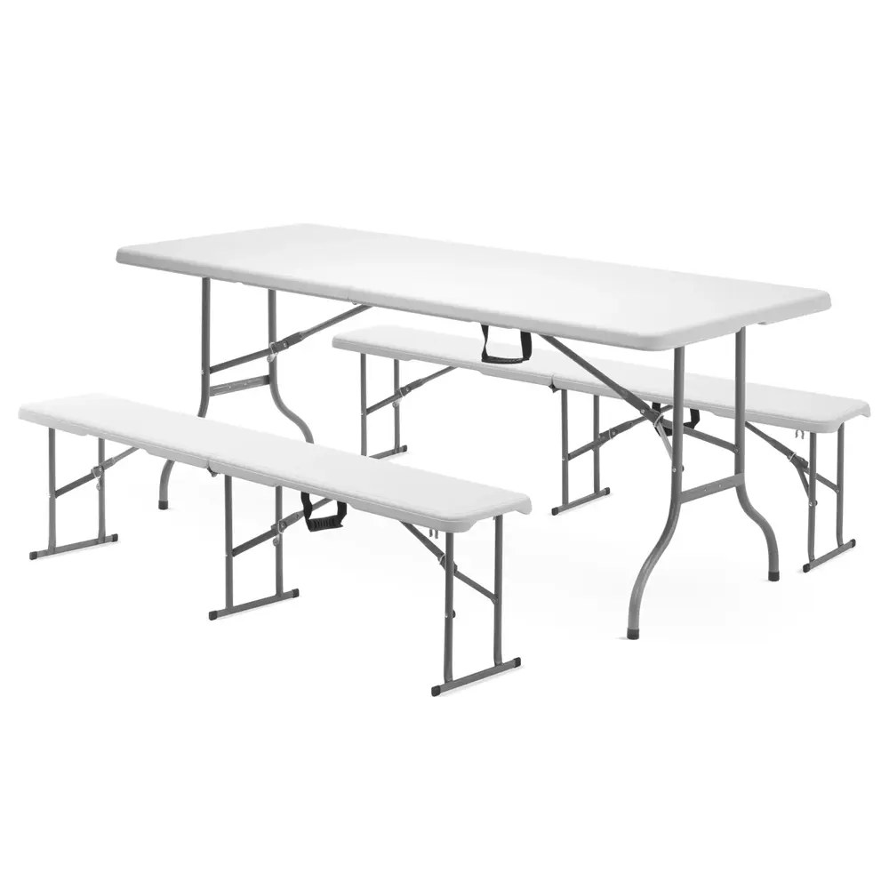 Hendi Inklapbare Buffettafel | Catering | Kunststof/metaal | Wit Blad | Grijs Frame | In-/outdoor | 1830x750x740(h)mm