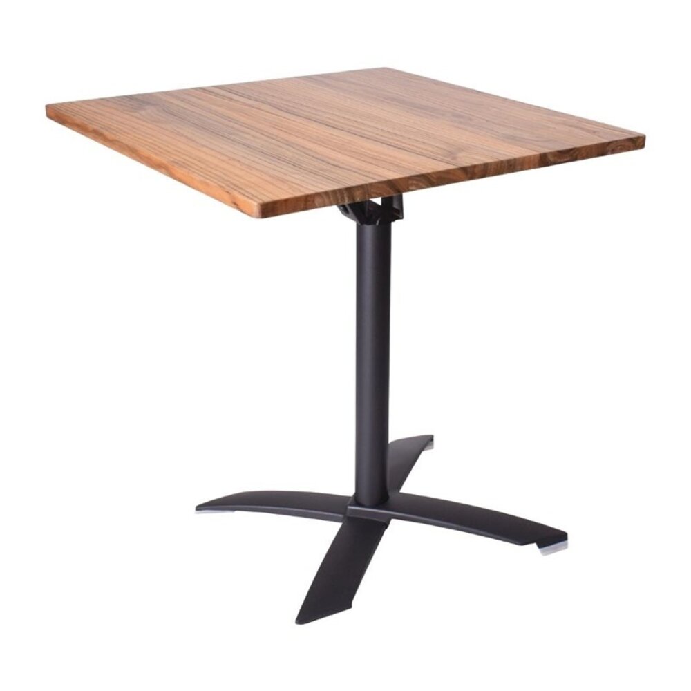 Gastronoble Inklapbare Tafel | Helsinki | Hout/staal | Houten Blad | Zwart Frame | Indoor | 700x700x750(h)mm