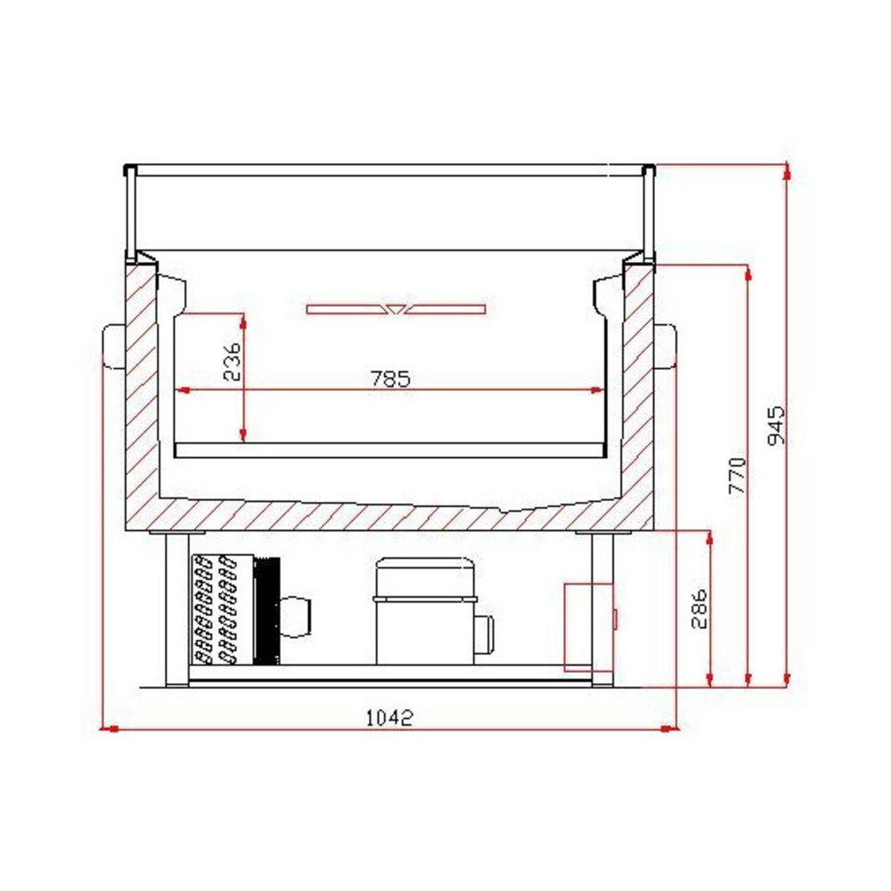 Combisteel Koel-/vrieseiland | Zwart/grijs | -15°c/-18°c & +2°c/+6°c | Geforceerd | 1.2kw | 1530x995x950(h)mm