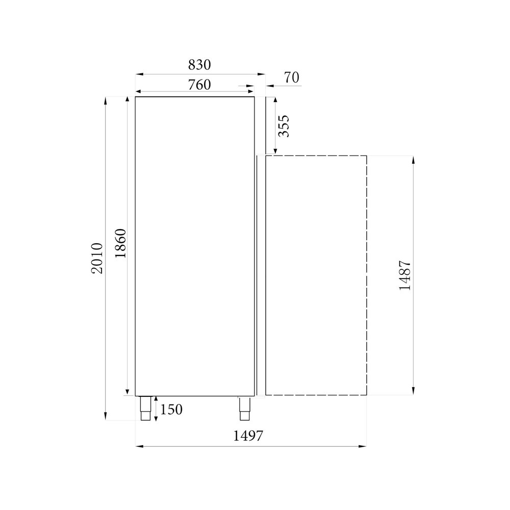 Combisteel Koelkast | 600l (2/1 Gn) | Rvs | +2°c/+8°c | Geforceerd | 0.32kw | 740x830x2010(h)mm