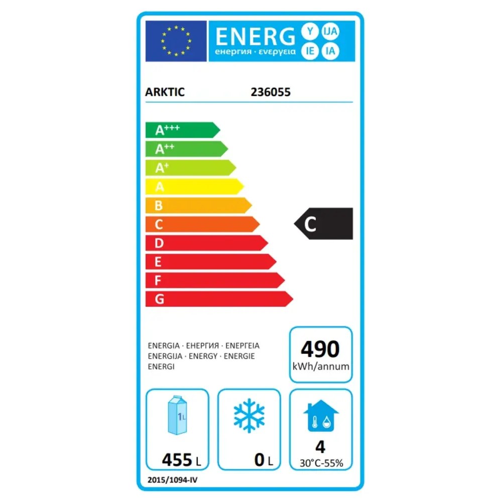Arktic by Hendi Koelkast | Budgetline | 600l | Rvs | 0°c/+8°c | Statisch + Ventilator | Deuralarm | Wielen | 775x769x1900(h)mm