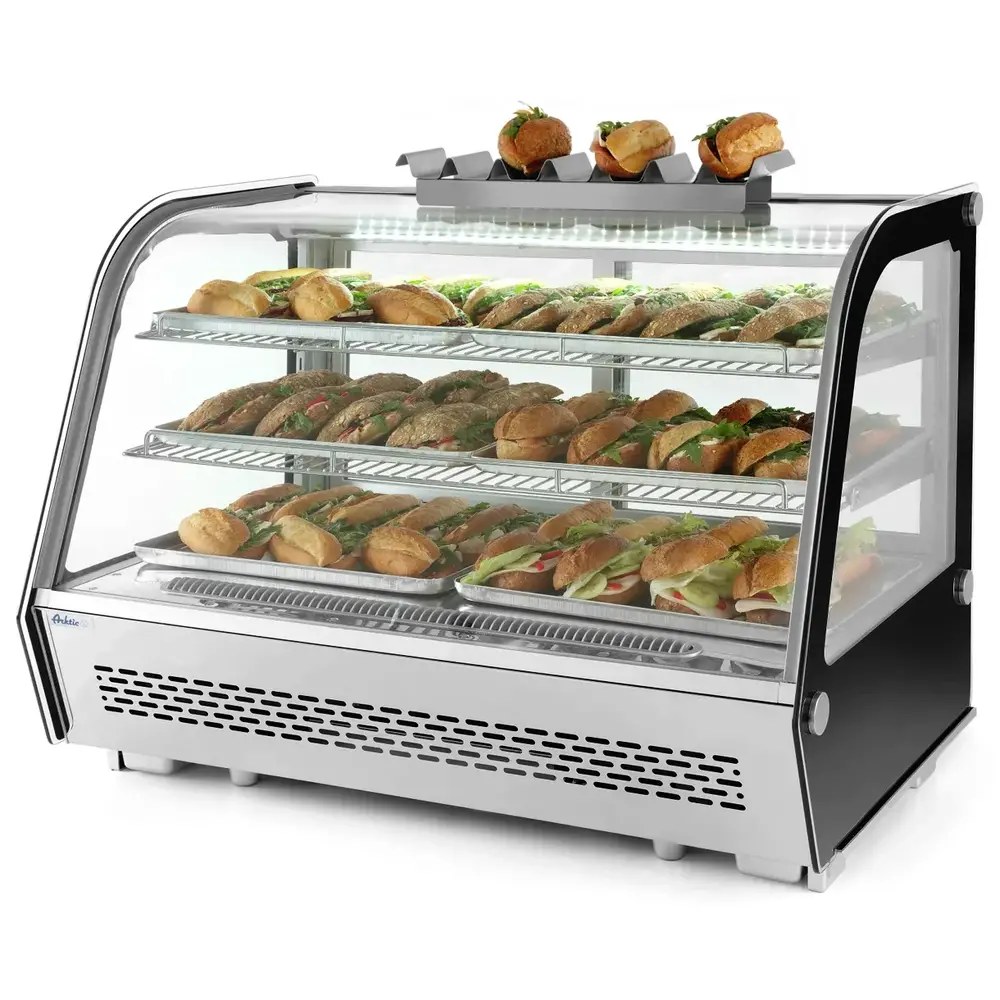Arktic by Hendi Koelvitrine | 160l | Rvs/zwart | 0°c/+6°c | Geforceerd | 3 Niveaus | 850x568x686(h)mm