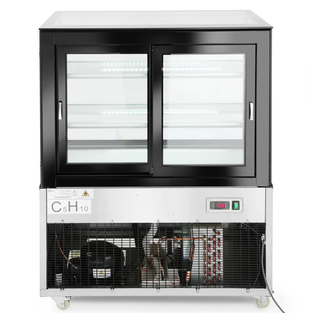 Arktic by Hendi Koelvitrine | 300l | Rvs/zwart | 0°c/+6°c | Geforceerd | 3 Niveaus | Wielen (geremd) | 915x675x1210(h)mm