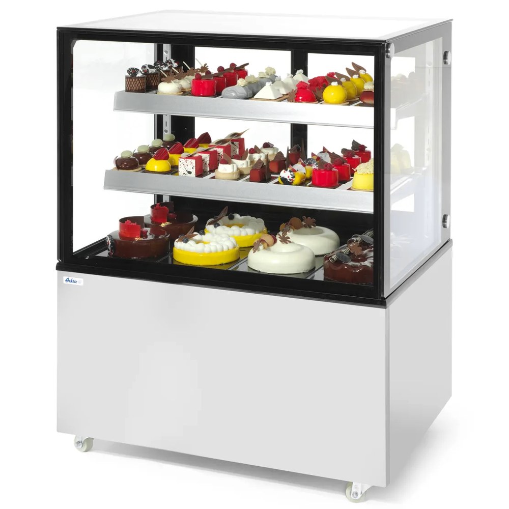 Arktic by Hendi Koelvitrine | 300l | Rvs/zwart | 0°c/+6°c | Geforceerd | 3 Niveaus | Wielen (geremd) | 915x675x1210(h)mm