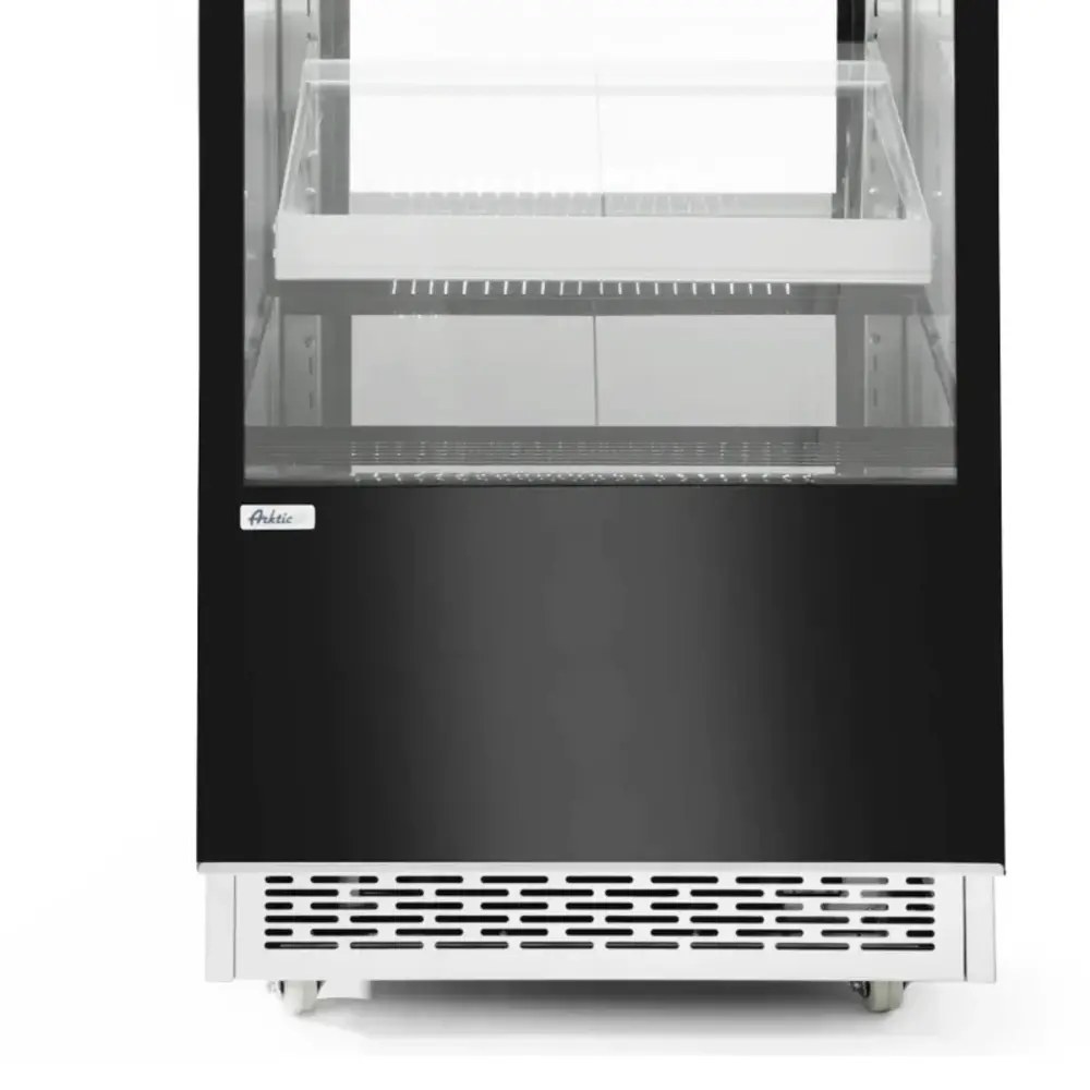 Arktic by Hendi Koelvitrine | 300l | Rvs/zwart | 0°c/+6°c | Geforceerd | 4 Niveaus | Wielen (geremd) | 650x805x1445(h)mm