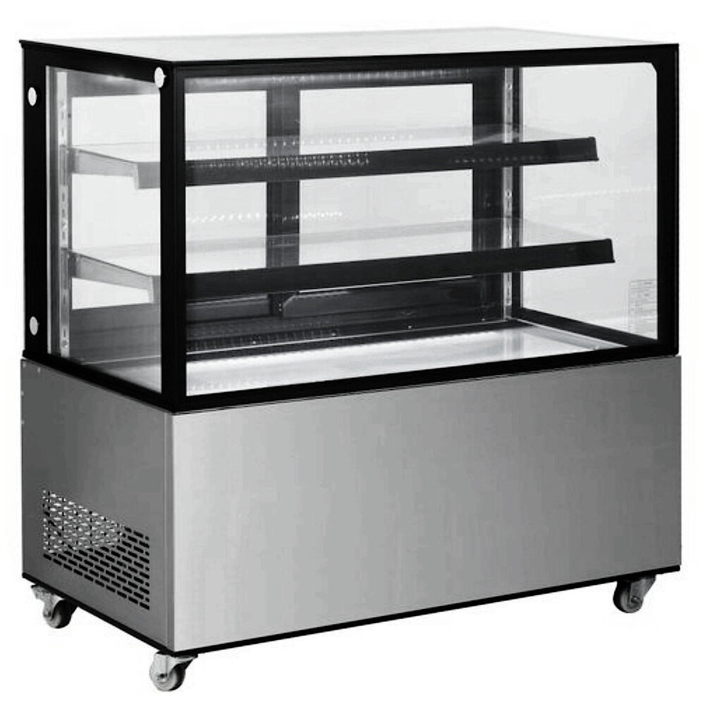 Arktic by Hendi Koelvitrine | 410l | Rvs/zwart | 0°c/+6°c | Geforceerd | 3 Niveaus | Wielen (geremd) | 1215x675x1210(h)mm