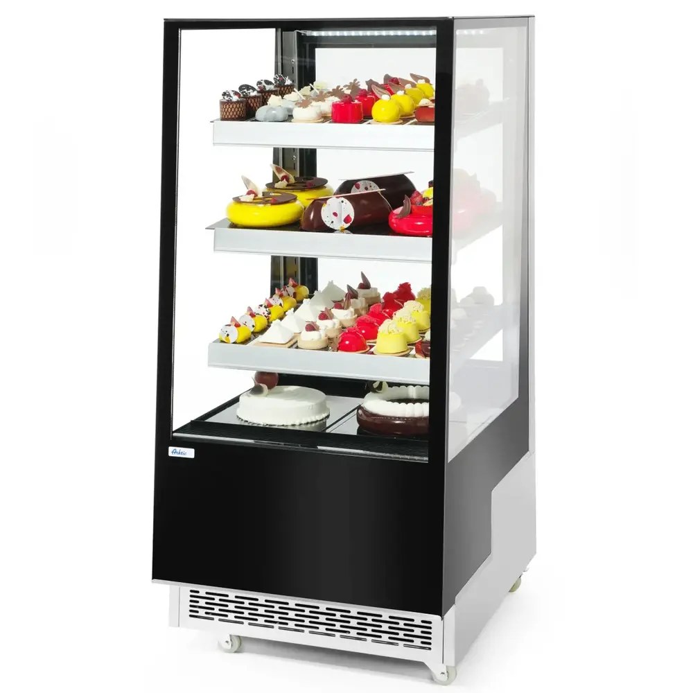 Arktic by Hendi Koelvitrine | 650l | Rvs/zwart | 0°c/+6°c | Geforceerd | 4 Niveaus | Wielen (geremd) | 1200x805x1445(h)mm