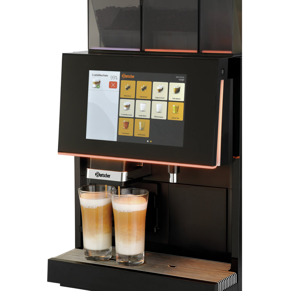 Bartscher Volautomatisch Koffiezetapparaat | Kv2 Premium | 120 Kopjes/dag | 3 Hoppers (2x Bonen + 1x Topping) | Waterreservoir (4l) / Wateraansluiting | 2.5kw (230v) | Touchscreen + Usb | 400x610x695(h)mm
