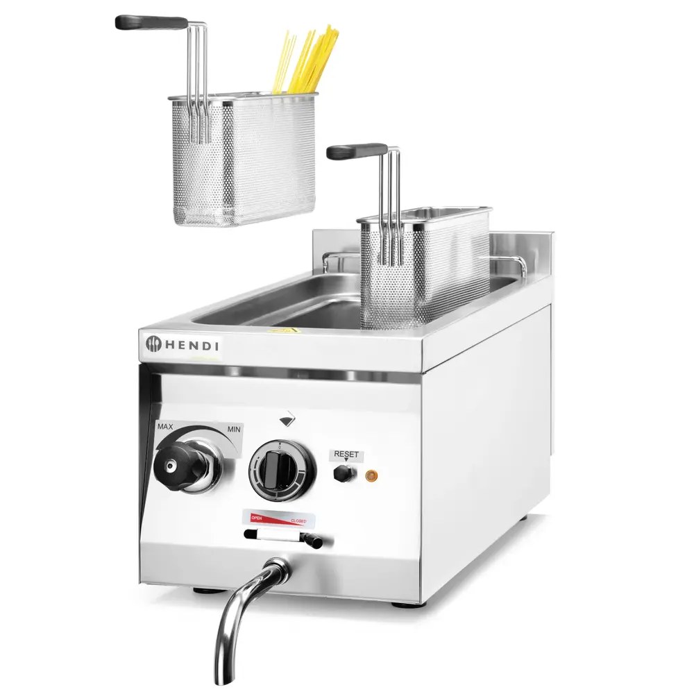 Hendi Pastakoker | Elektrisch | 10l | 30°c/120°c | 3.5kw (230v) | Vulkraan + Aftapkraan | 330x600x380(h)mm
