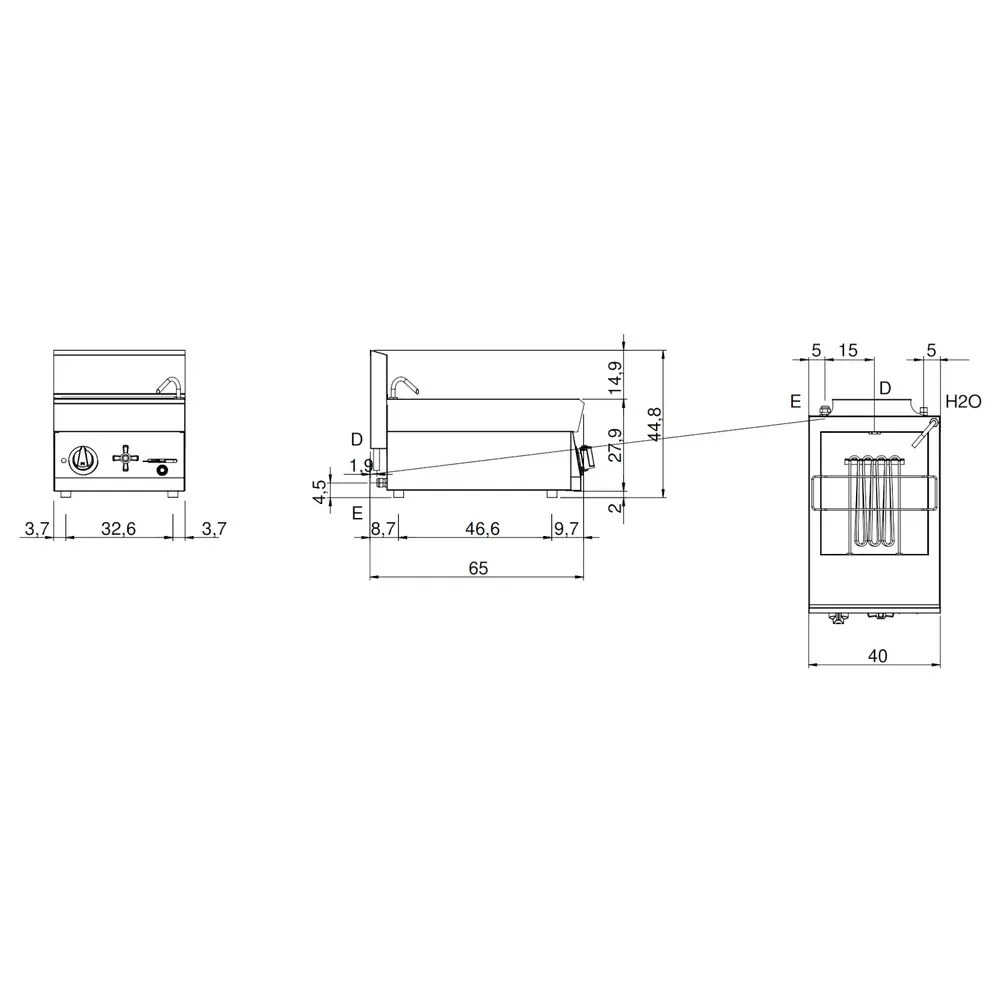 Modular Pastakoker | Fun 650 | Elektrisch | 20l | 6kw (400v) | Vulkraan + Aftapkraan | 400x650x448(h)mm