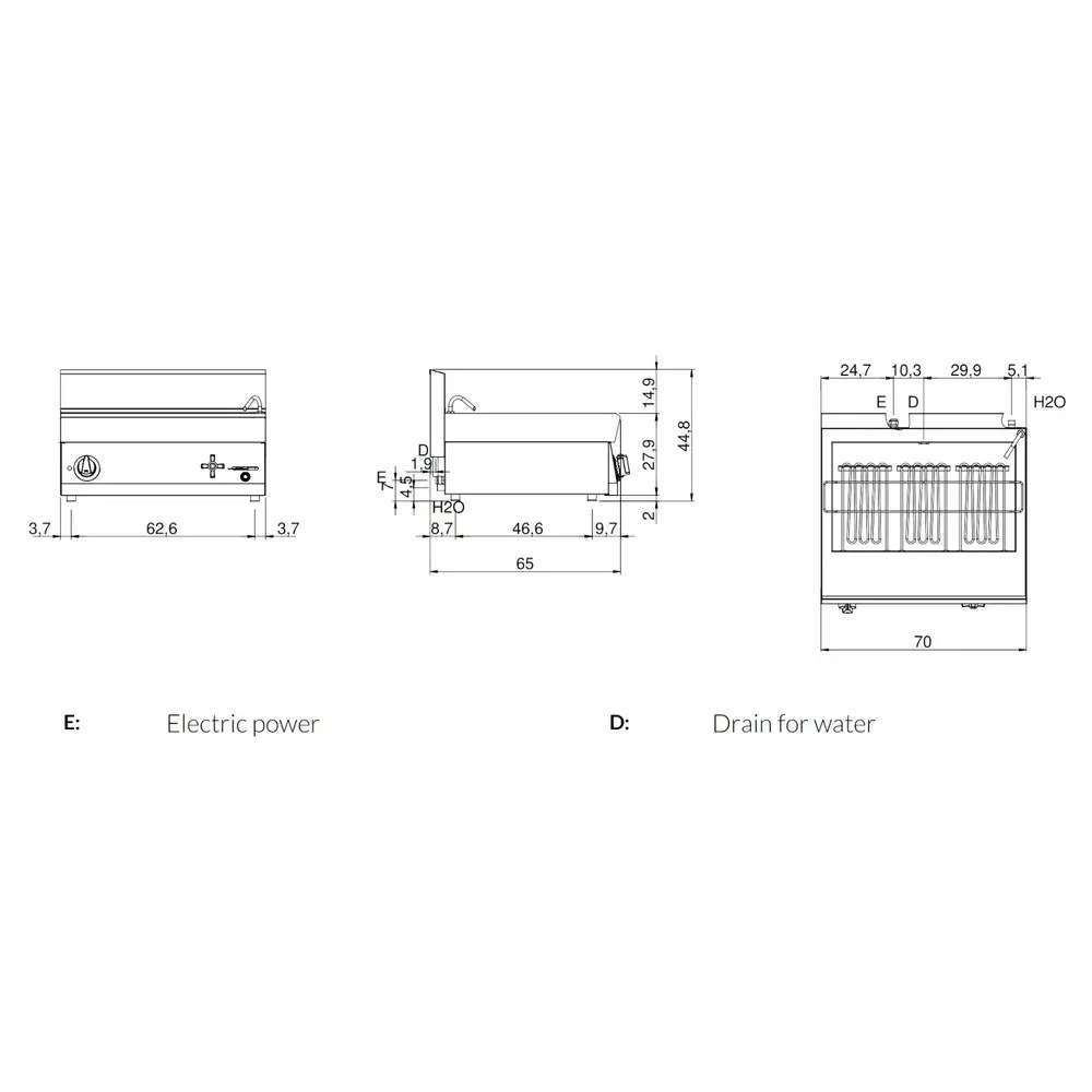 Modular Pastakoker | Fun 650 | Elektrisch | 40l | 9kw (400v) | Vulkraan + Aftapkraan | 700x650x448(h)mm