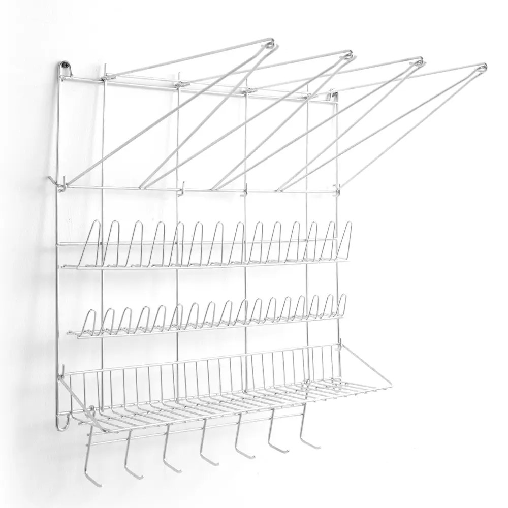 Hendi Patisserie Wandrek | Rvs | 4 Spuitzakhouders + 31 Spuitmondhouders | Accessoireschap + 7 Haken | 500x360x560(h)mm