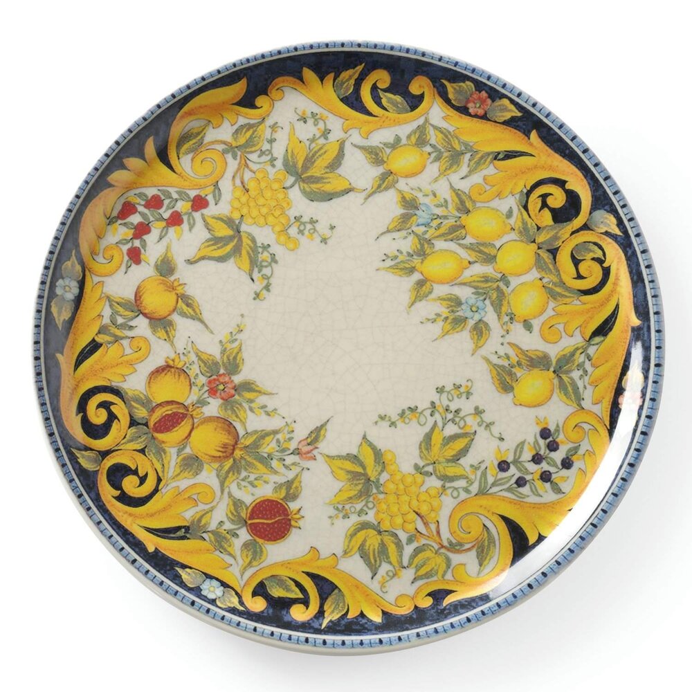 Hendi Pizza-/pannenkoekenborden | Barocco | Porselein | Geel | 6 Stuks | ø330x18(h)mm