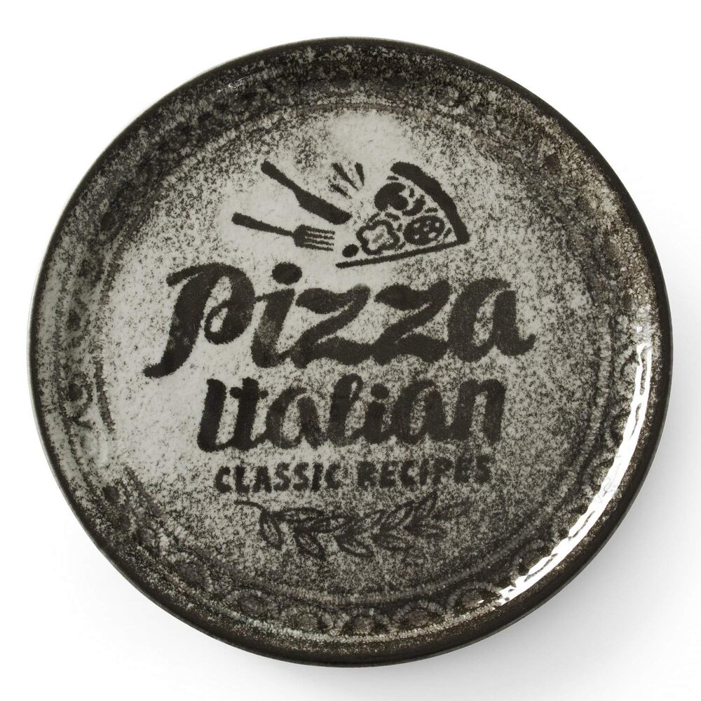 Hendi Pizza-/pannenkoekenborden | Recipe | Porselein | Zwart | 6 Stuks | ø310x17(h)mm